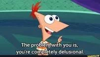 Image result for the problem with you is that you're completely delusional